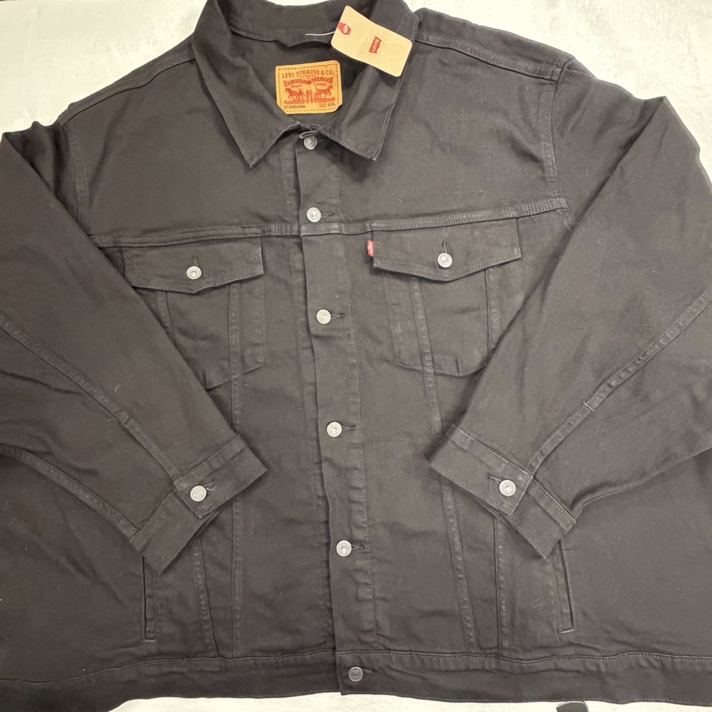Levi's Men's 6XL Big & Tall Black Denim Jacket Button Front Pockets